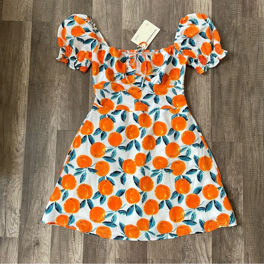 NWT orange printed peppermayo dress